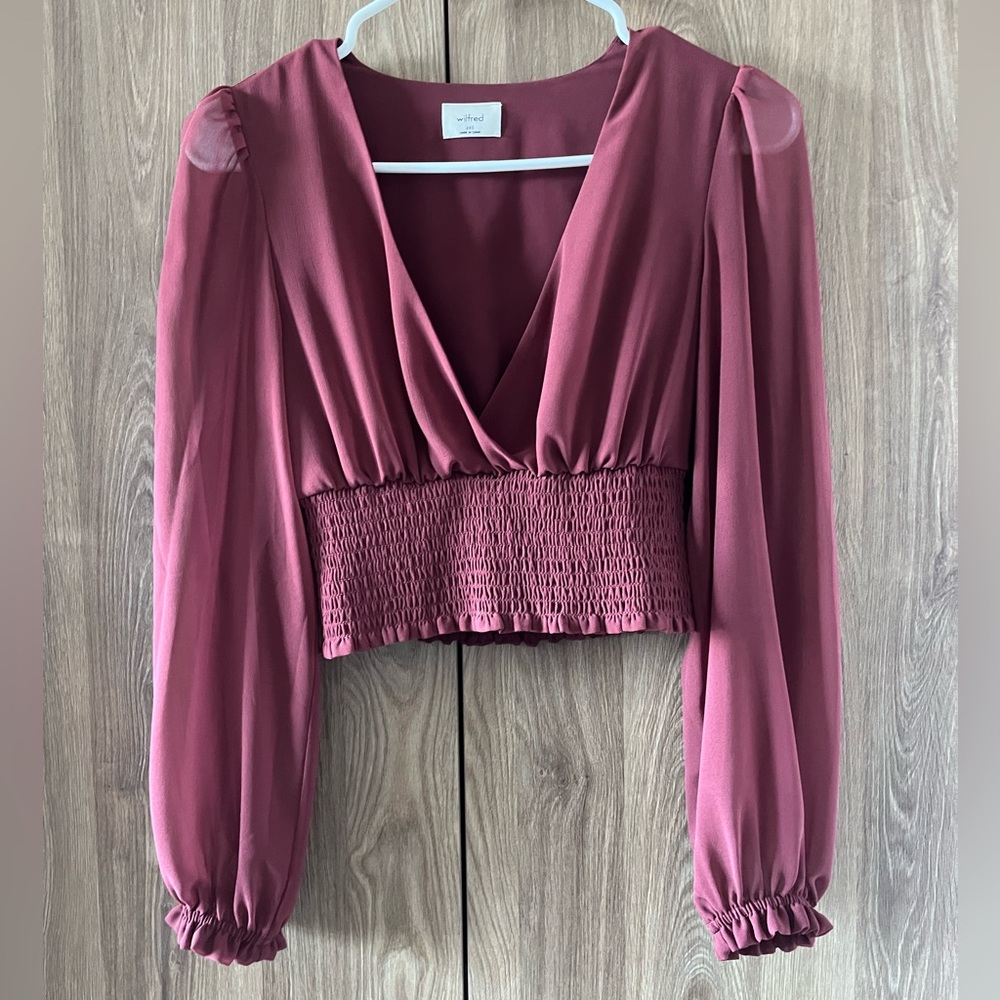 Aritzia Wilfred Wistful Blouse in Garnet Red XXS